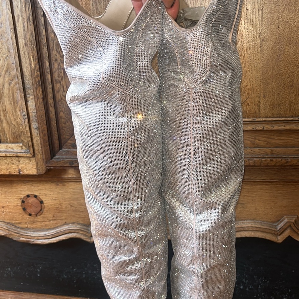 Steve Madden Landy-R Rhinestone Over The Knee Cowboy Boots - Picture 9 of 16